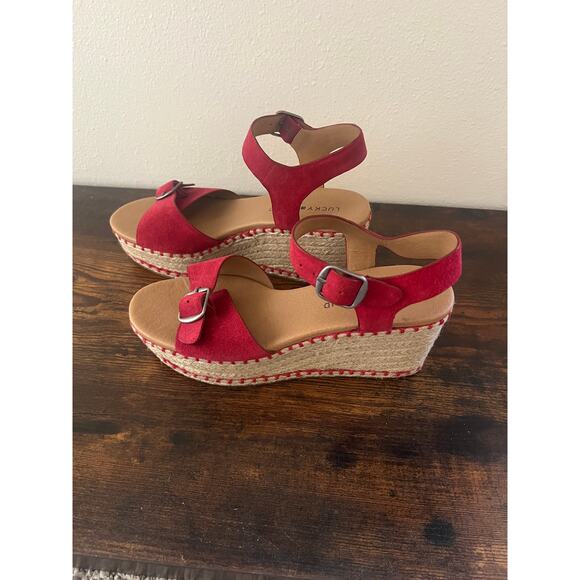 Lucky Brand Red Espadrille Wedge Sandals – Women's Size 8 - Picture 4 of 7